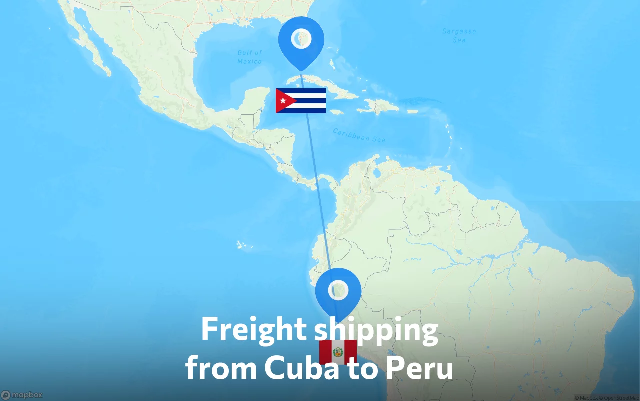 Shipping route from Cuba to Peru