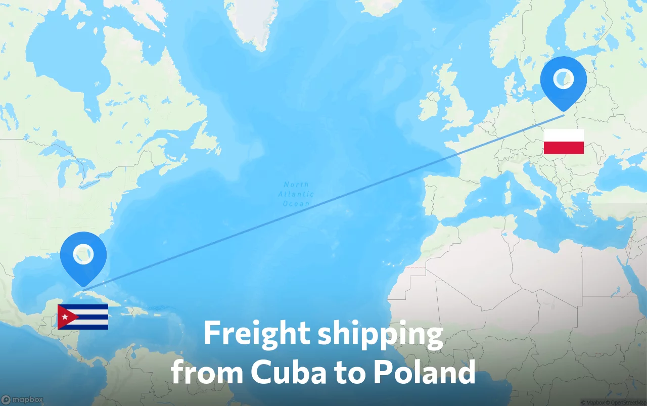 Shipping route from Cuba to Poland