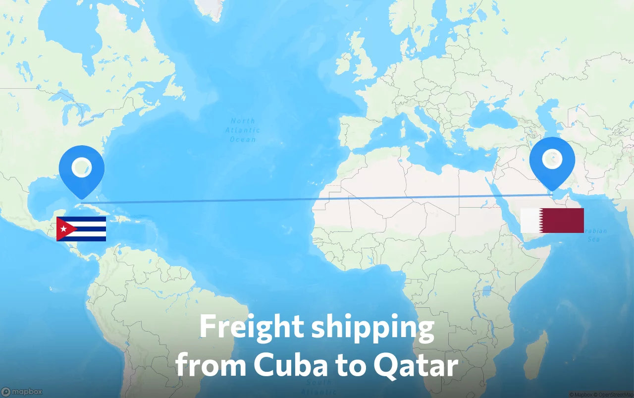 Shipping route from Cuba to Qatar
