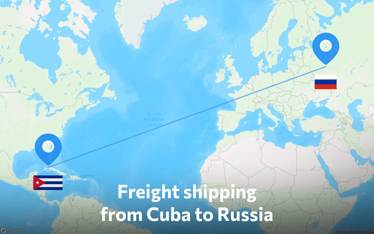 Shipping route from Cuba to Russia