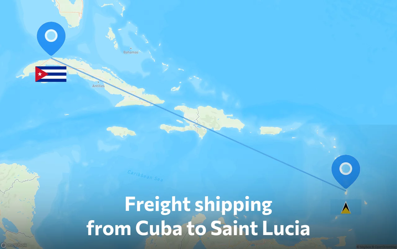 Shipping route from Cuba to Saint Lucia