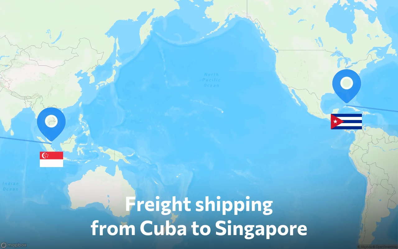 Shipping route from Cuba to Singapore