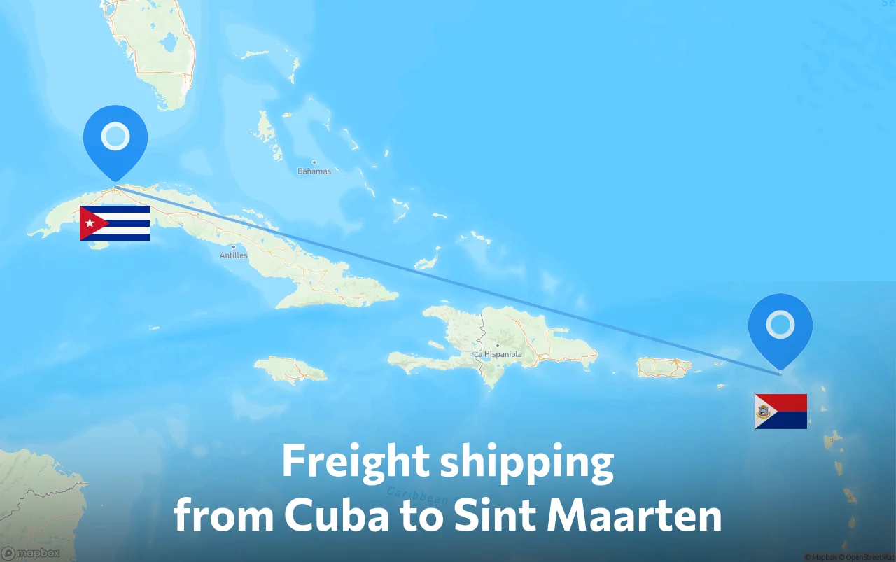 Shipping route from Cuba to Sint Maarten