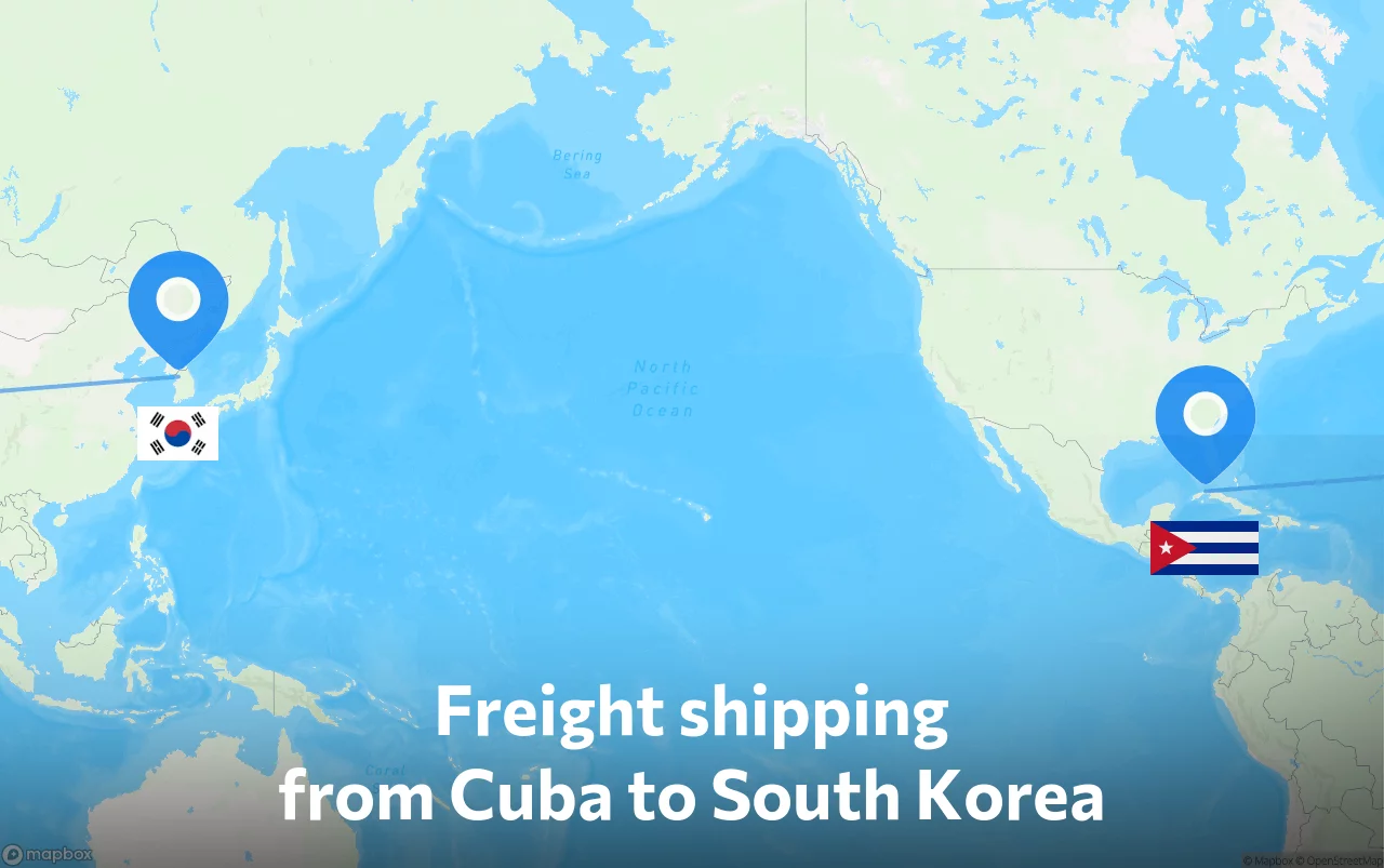 Shipping route from Cuba to South Korea