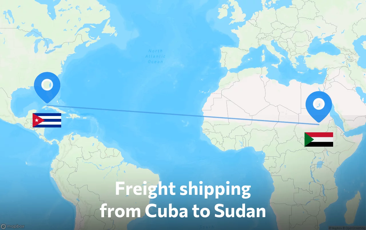 Shipping route from Cuba to Sudan