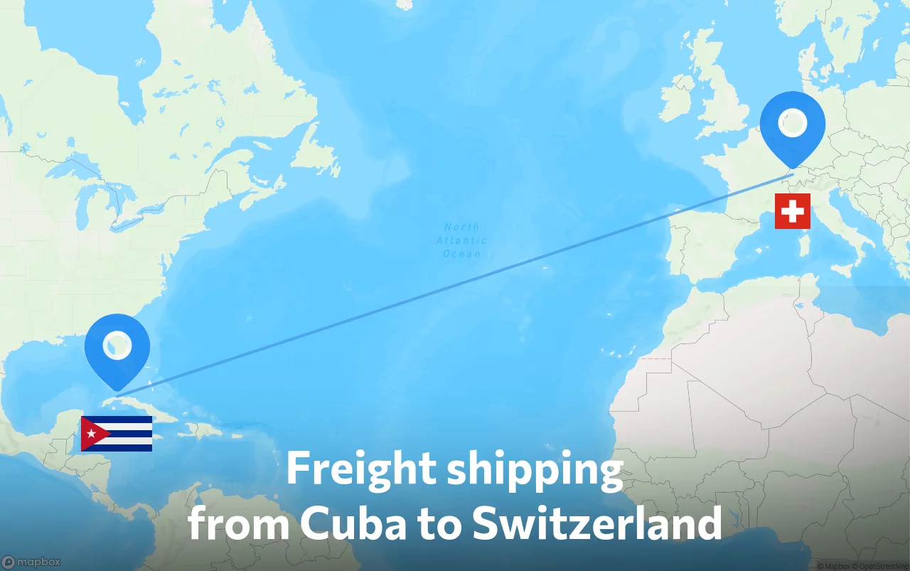 Shipping route from Cuba to Switzerland
