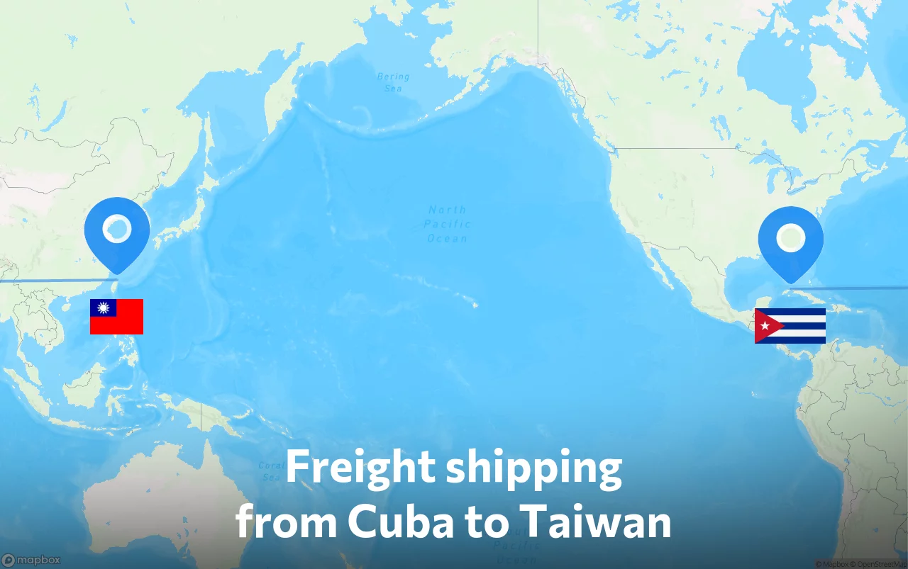 Shipping route from Cuba to Taiwan