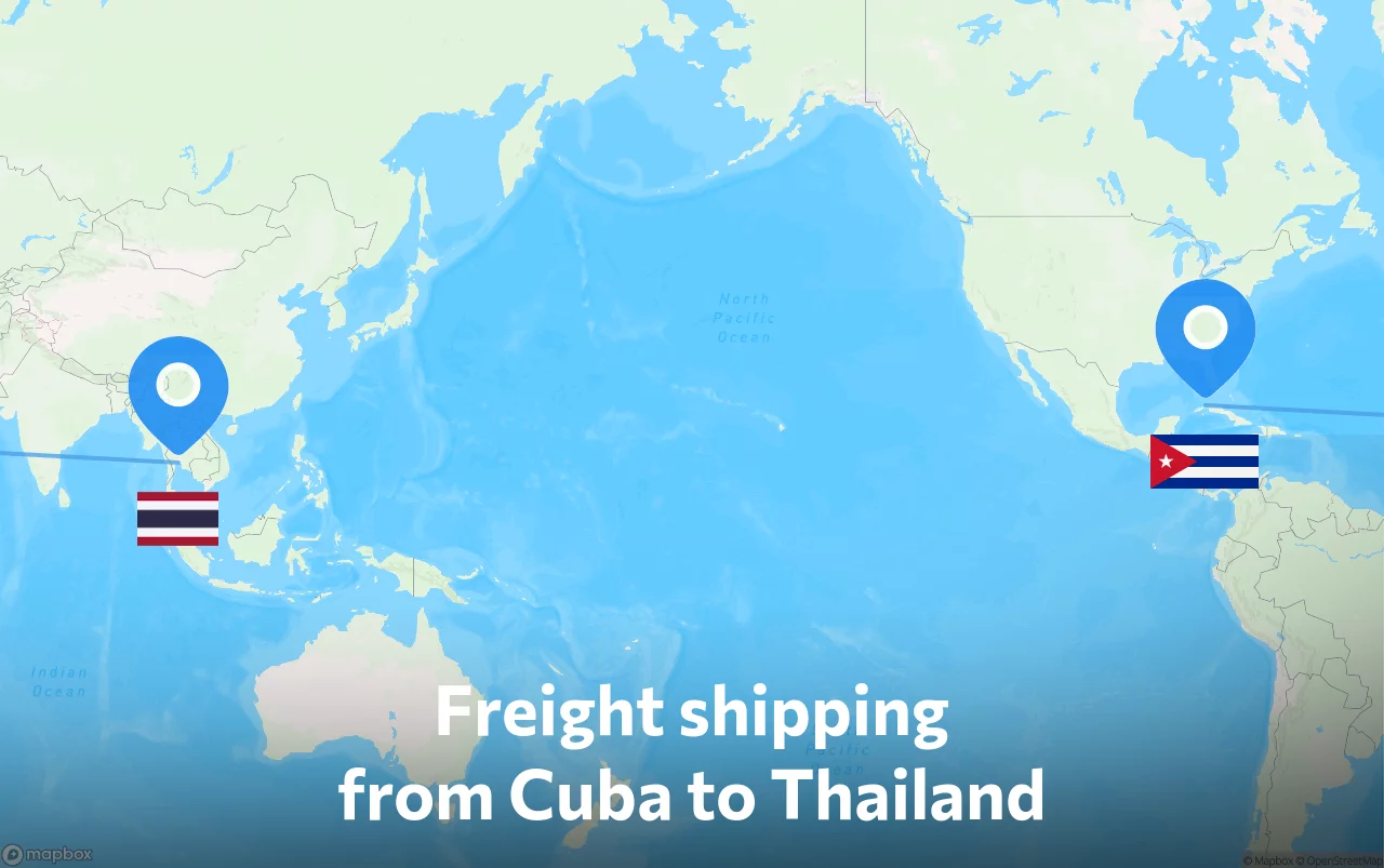 Shipping route from Cuba to Thailand