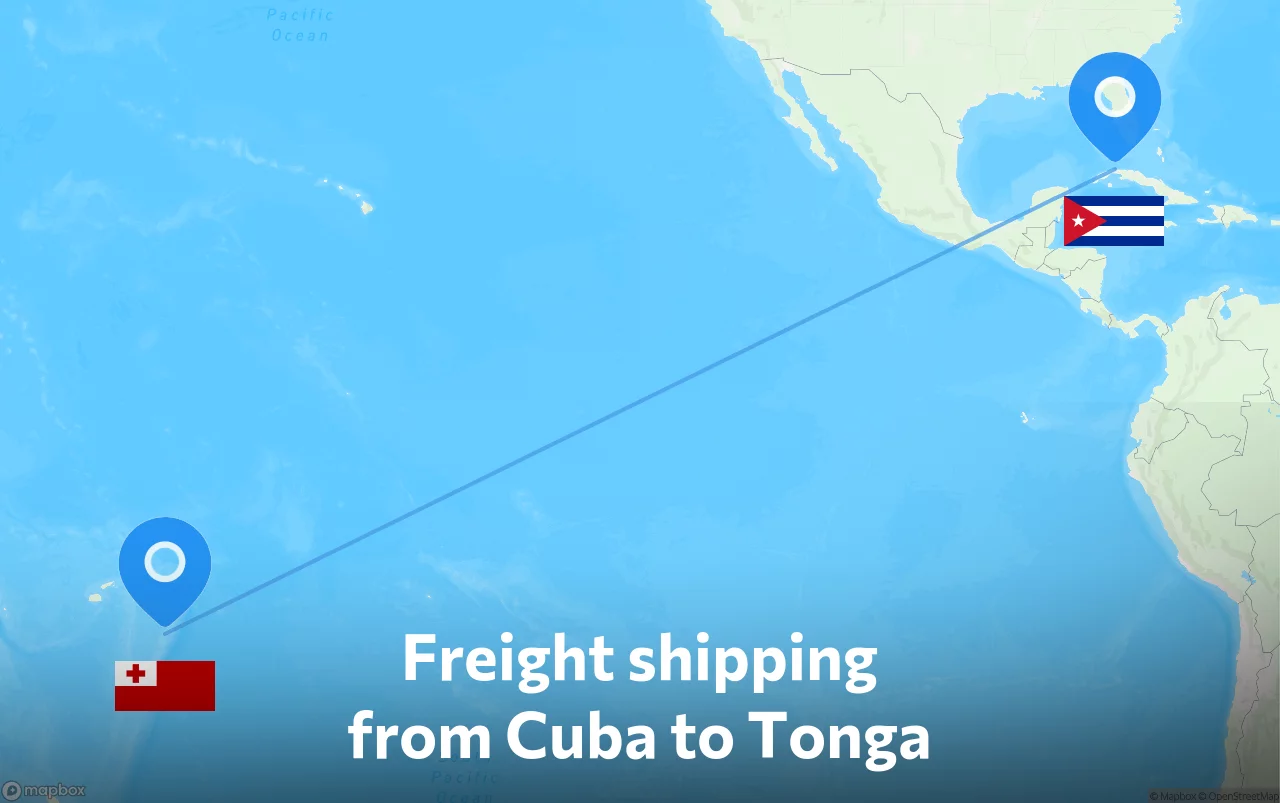 Shipping route from Cuba to Tonga