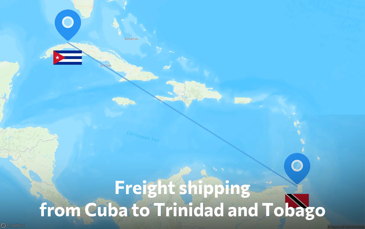 Shipping route from Cuba to Trinidad and Tobago
