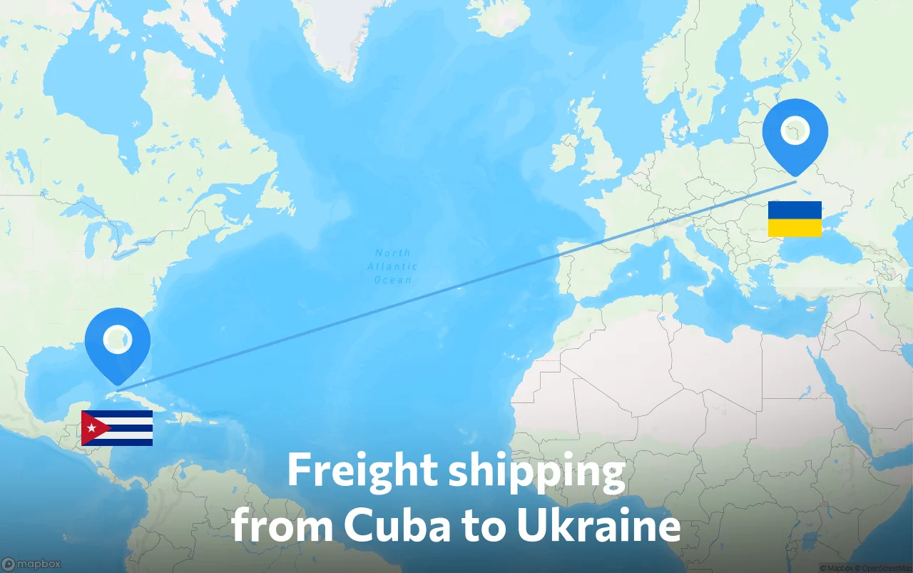 Shipping route from Cuba to Ukraine