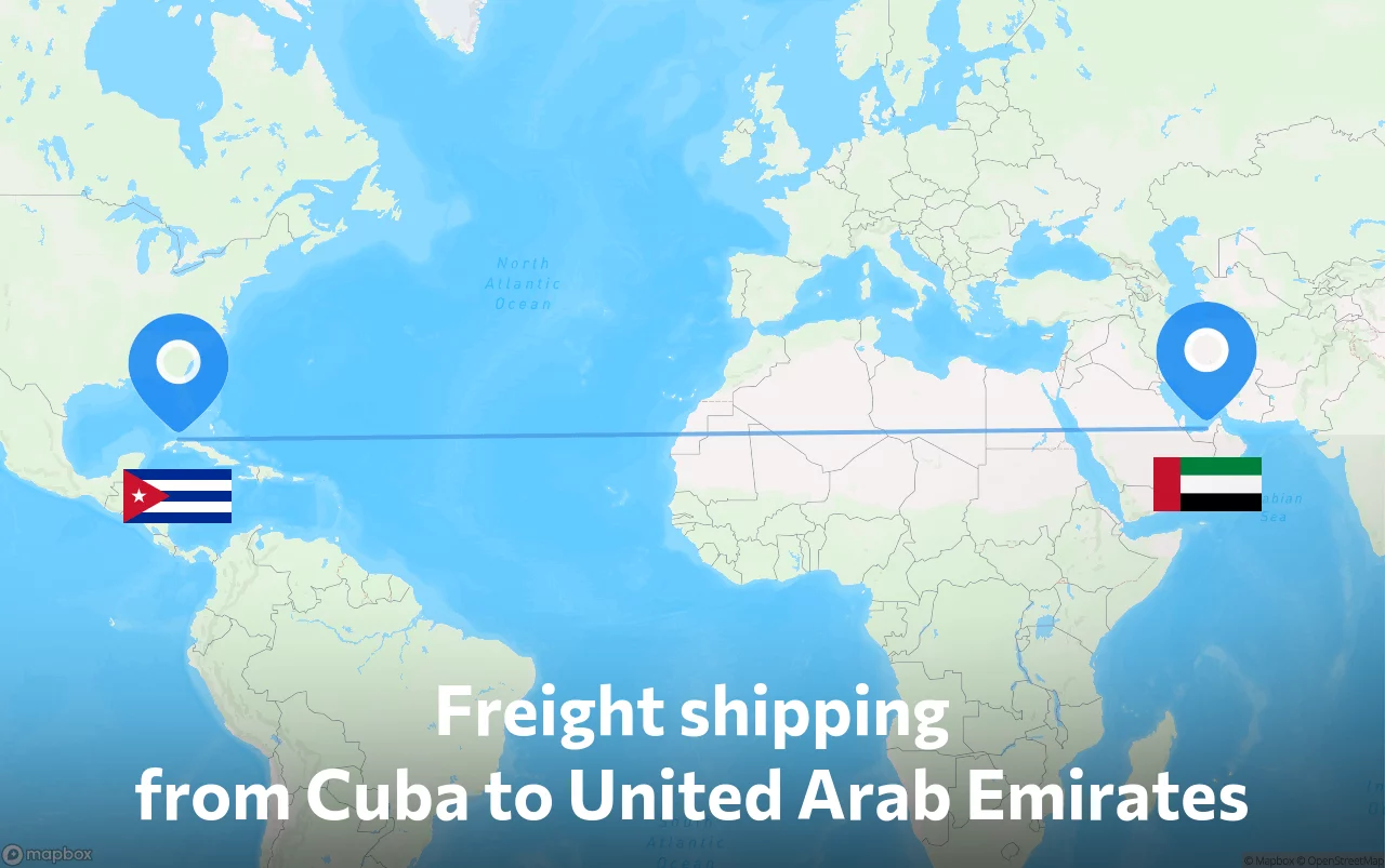 Shipping route from Cuba to United Arab Emirates
