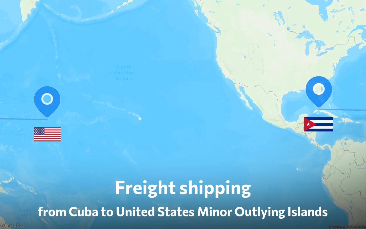 Shipping route from Cuba to United States Minor Outlying Islands