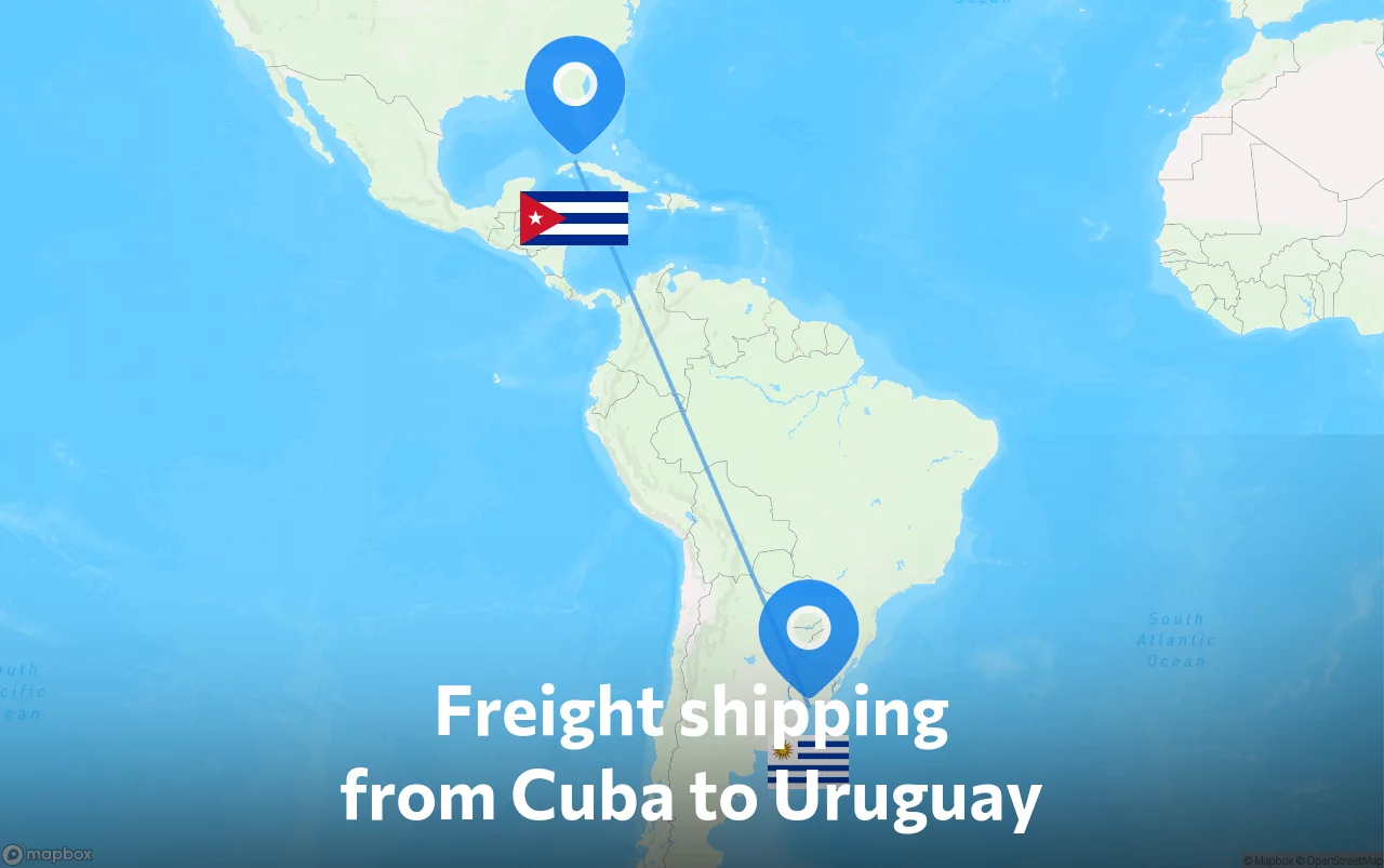 Shipping route from Cuba to Uruguay