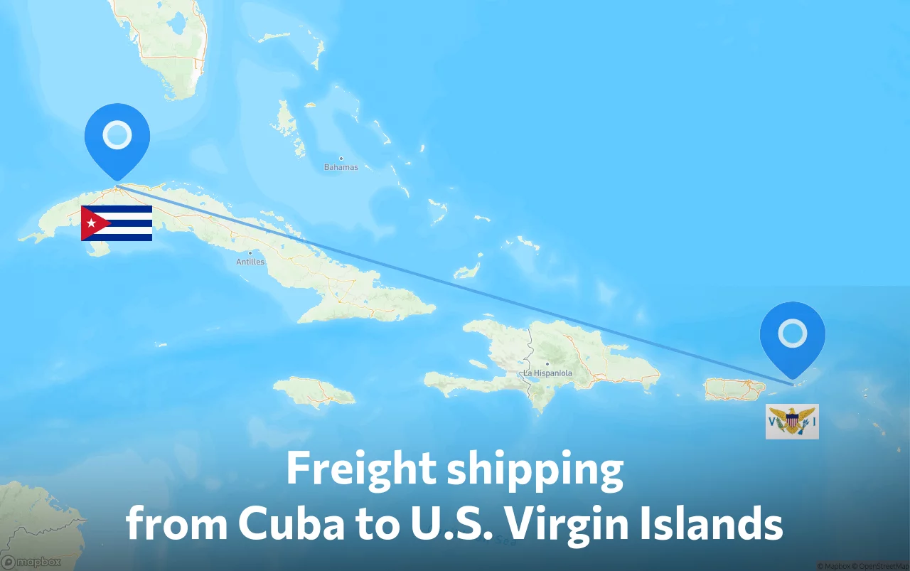 Shipping route from Cuba to U.S. Virgin Islands