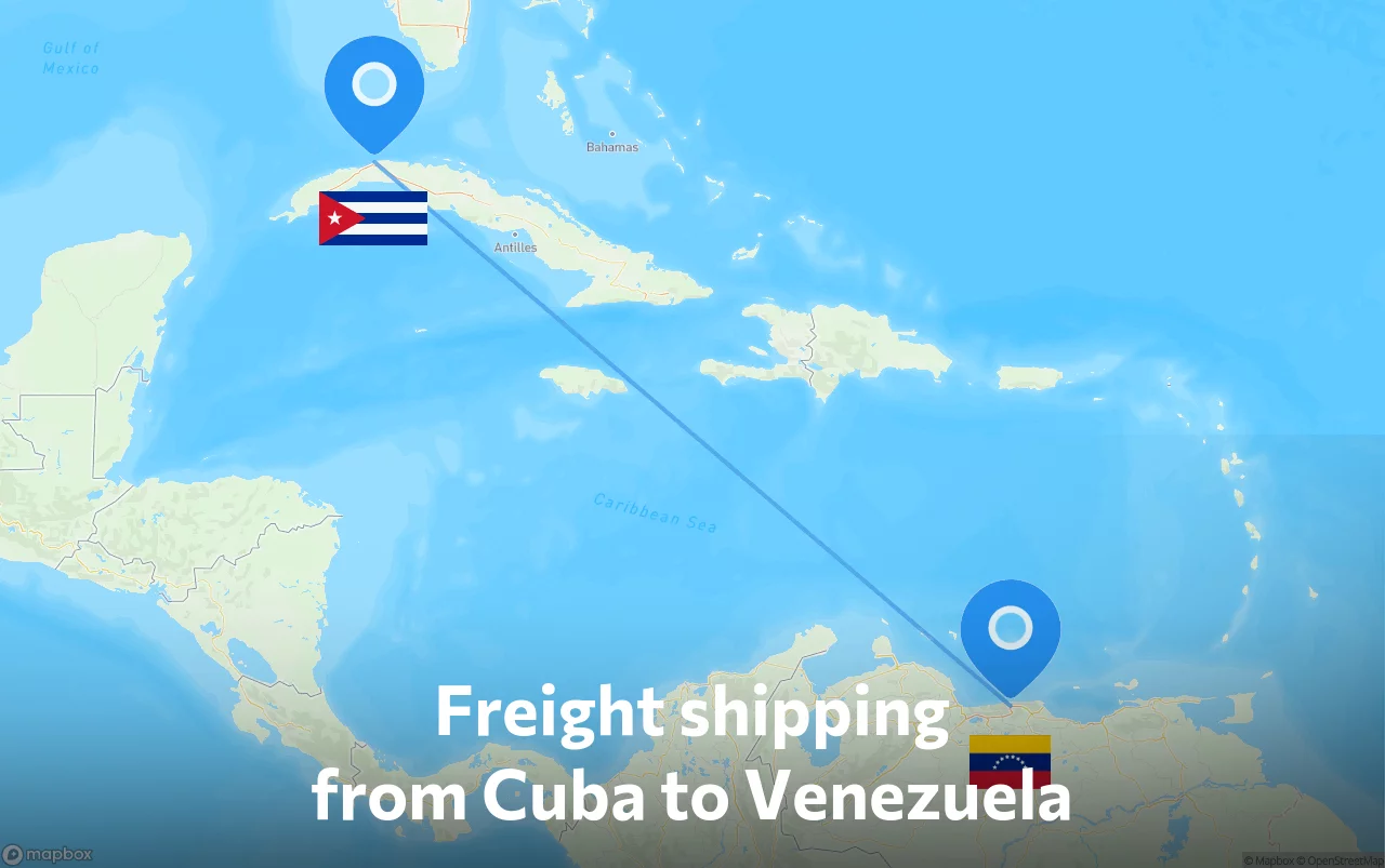 Shipping route from Cuba to Venezuela