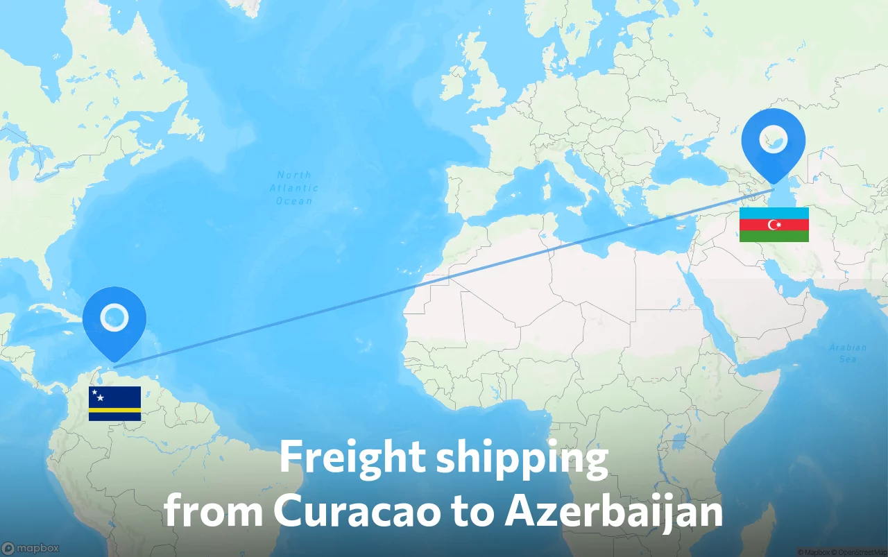 Shipping route from Curacao to Azerbaijan