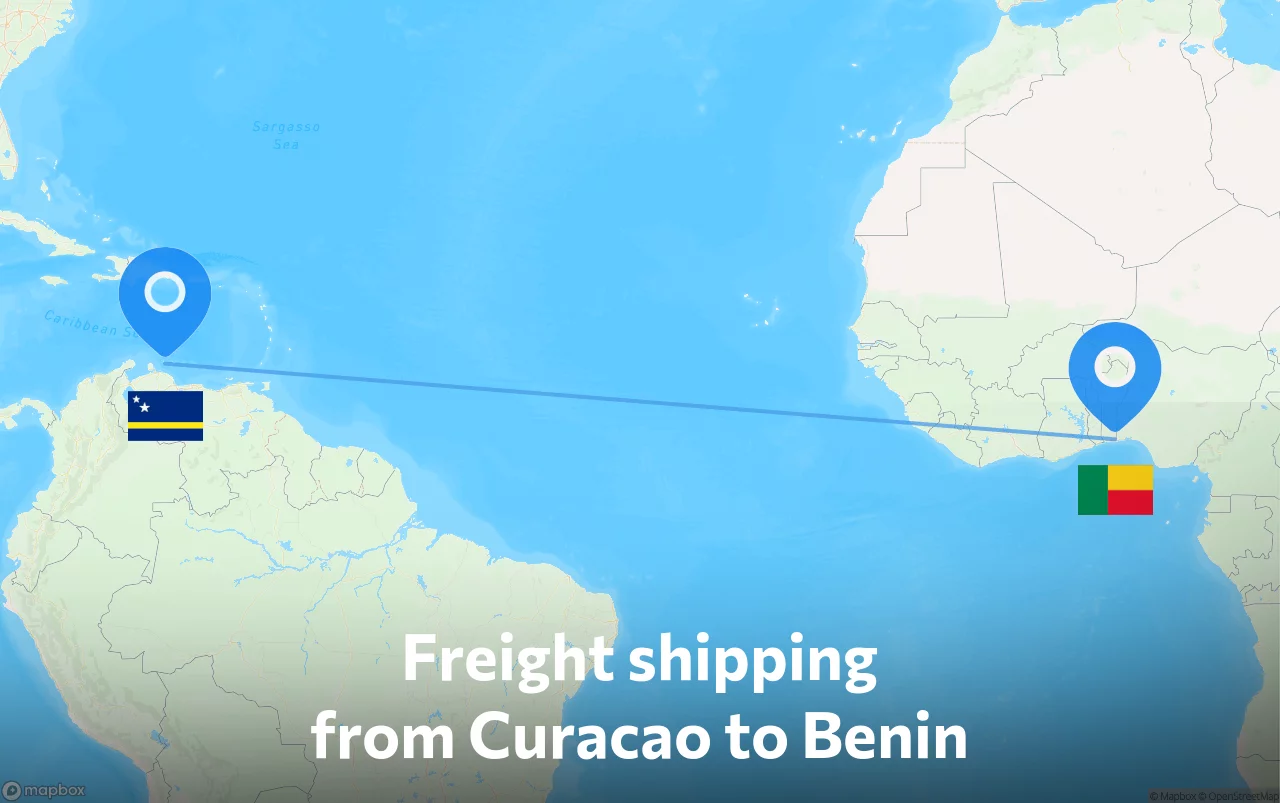 Shipping route from Curacao to Benin