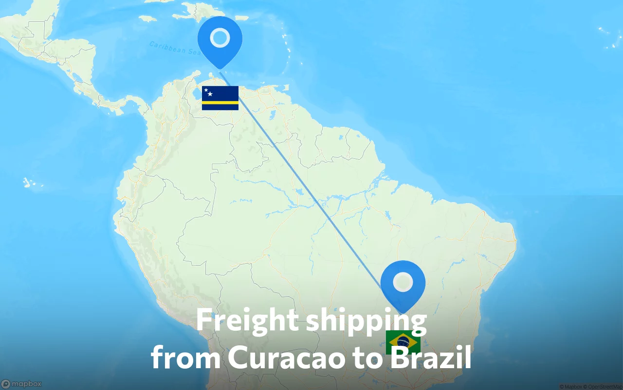 Shipping route from Curacao to Brazil