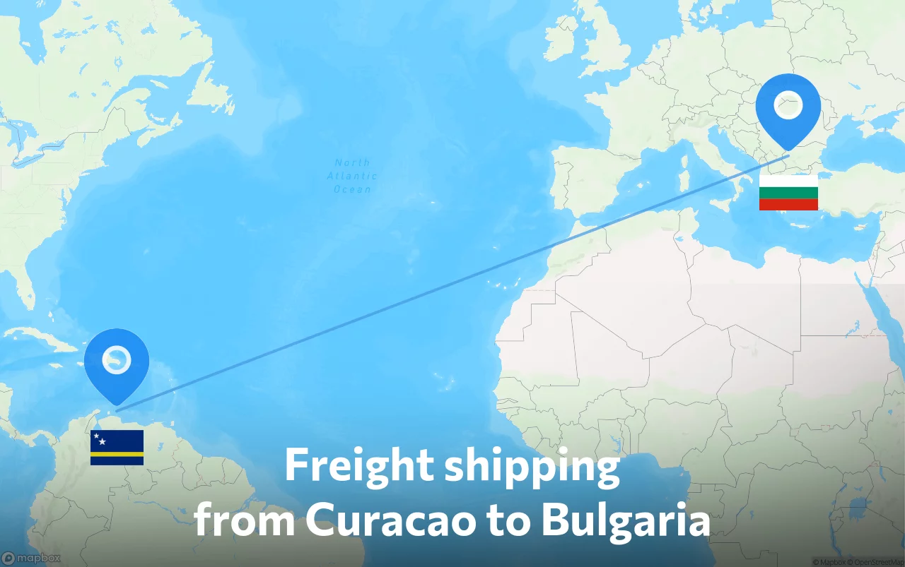 Shipping route from Curacao to Bulgaria