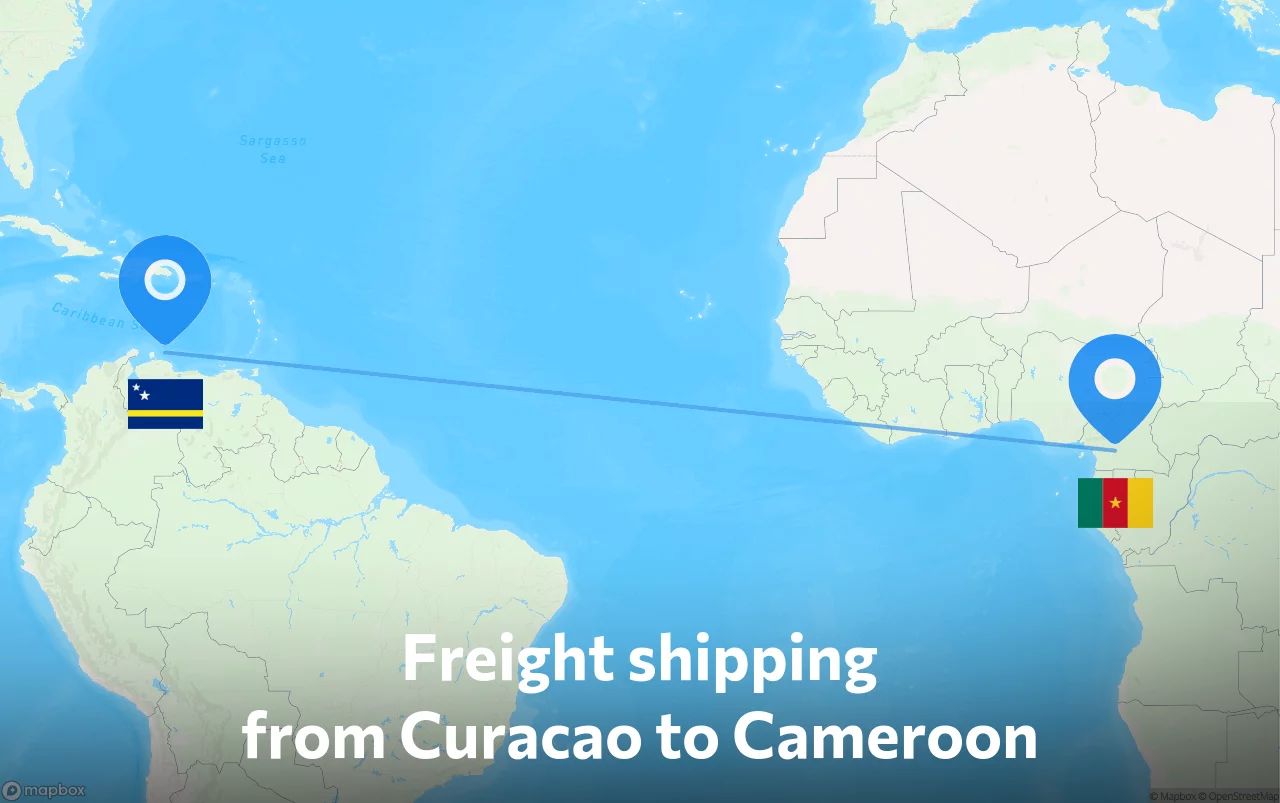 Shipping route from Curacao to Cameroon