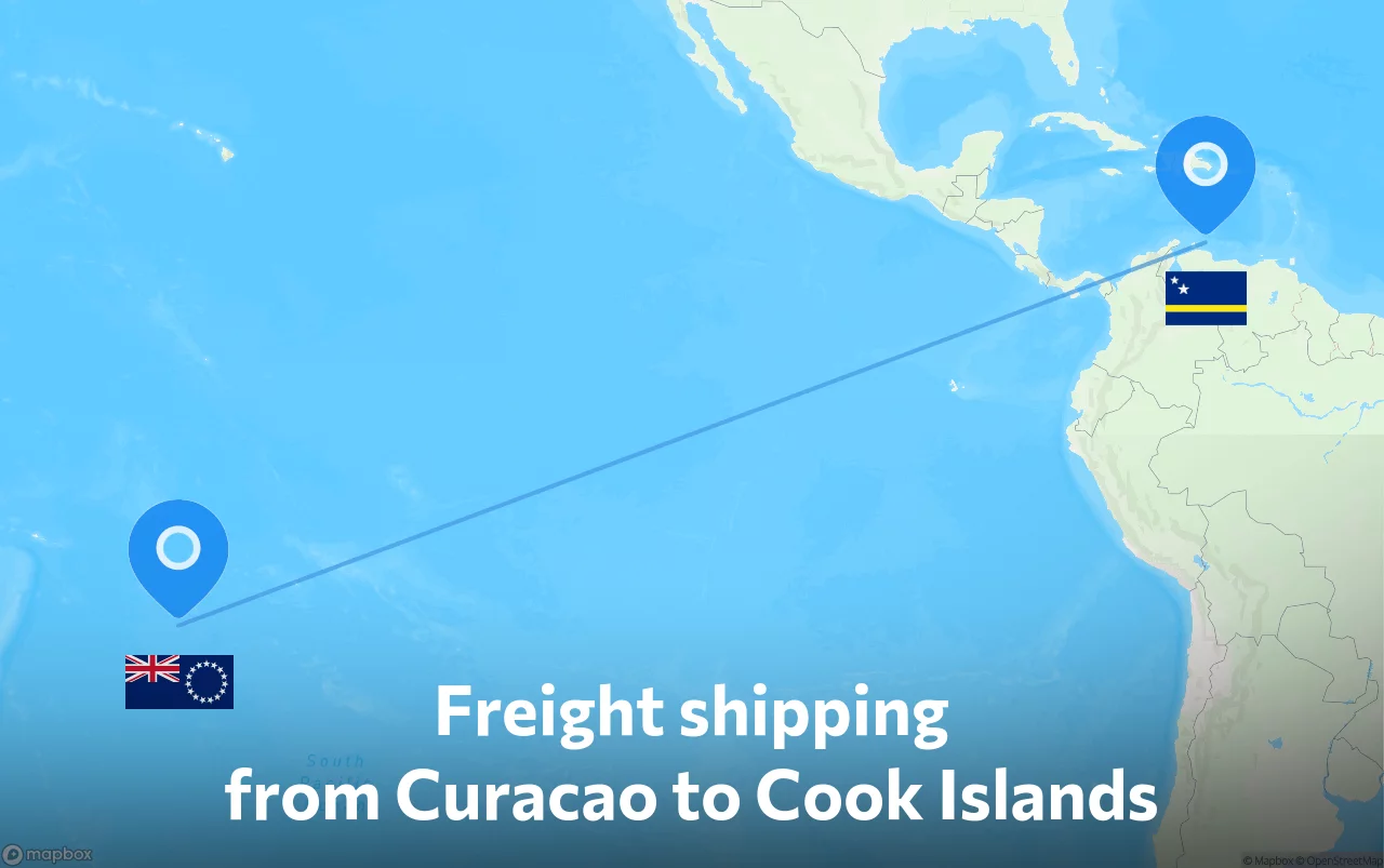 Shipping route from Curacao to Cook Islands