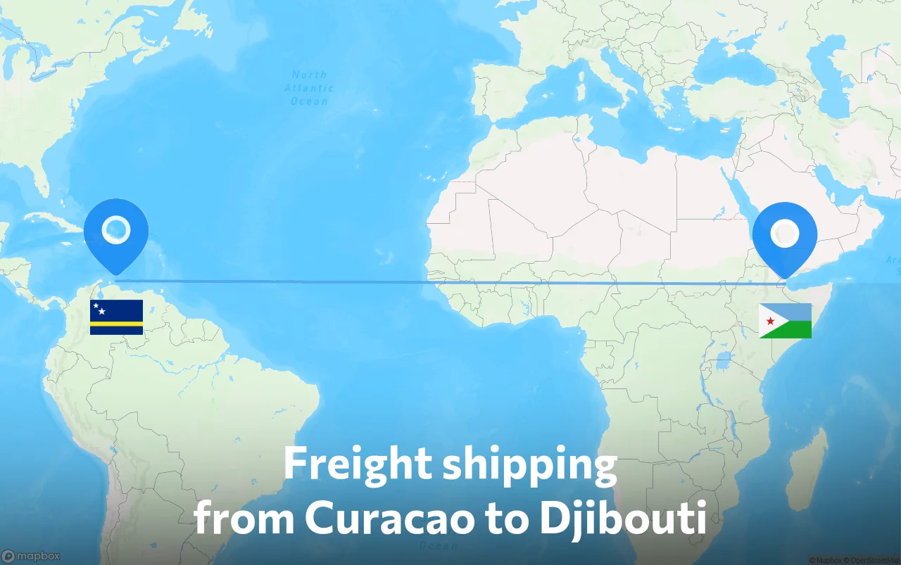 Shipping route from Curacao to Djibouti