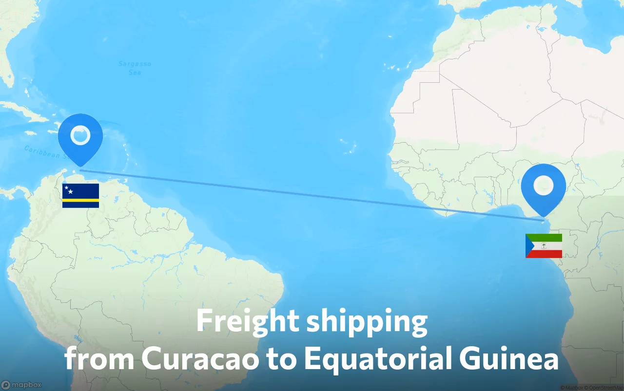 Shipping route from Curacao to Equatorial Guinea