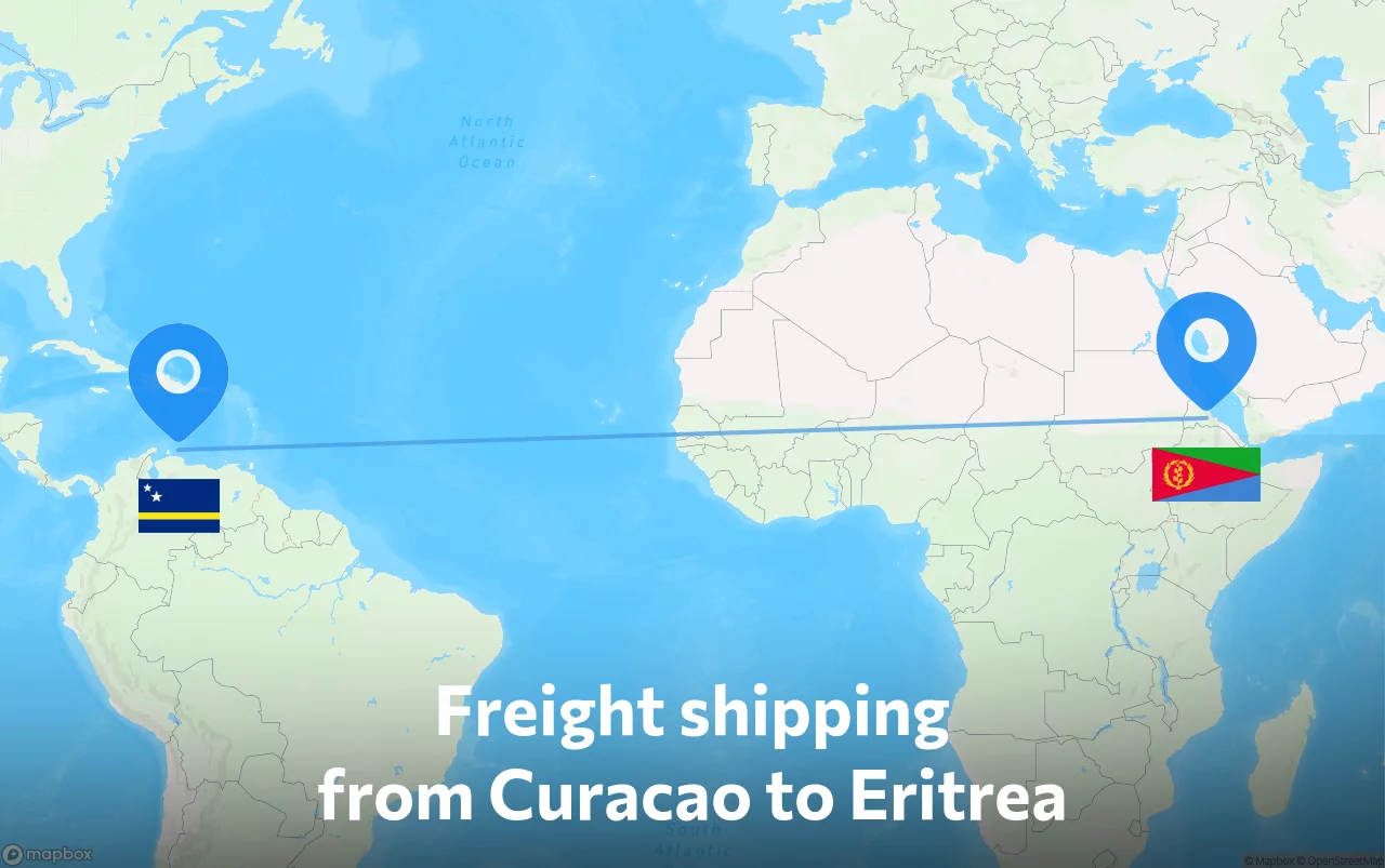 Shipping route from Curacao to Eritrea