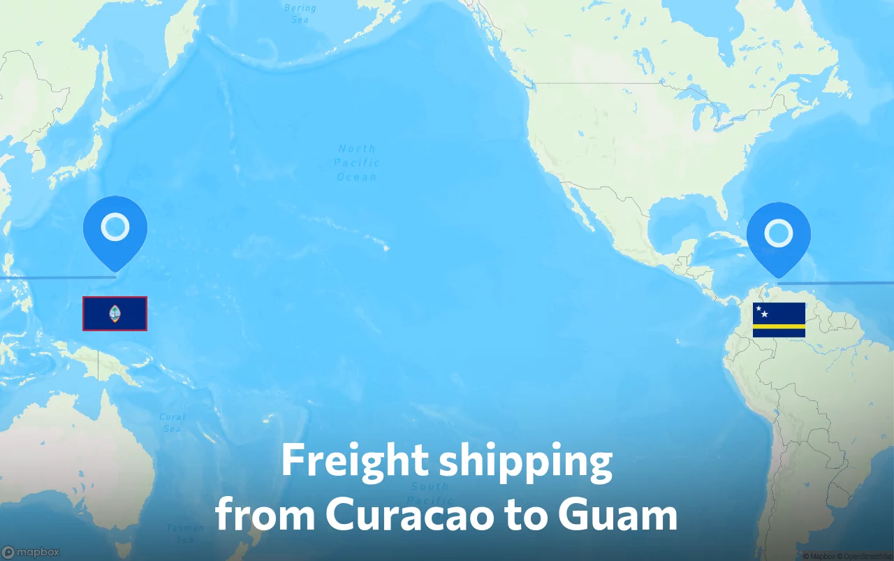 Shipping route from Curacao to Guam