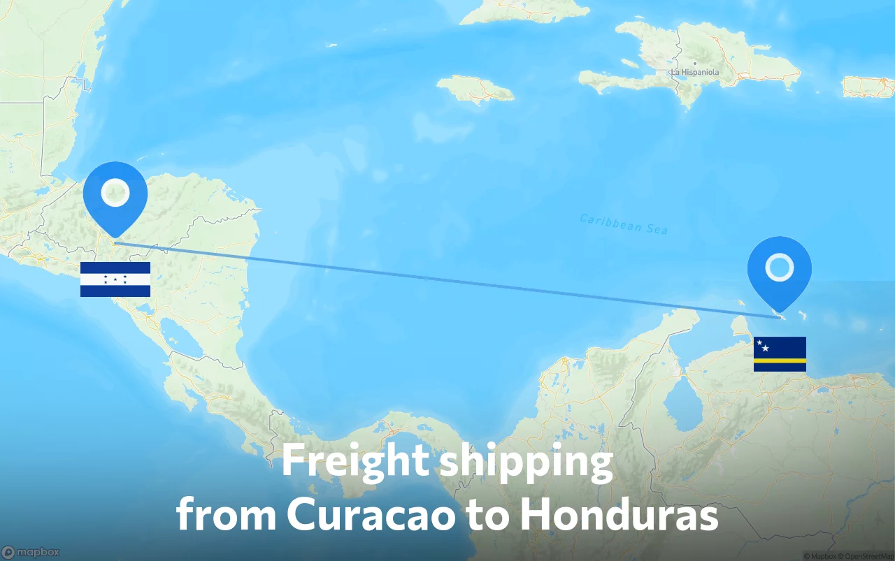 Shipping route from Curacao to Honduras