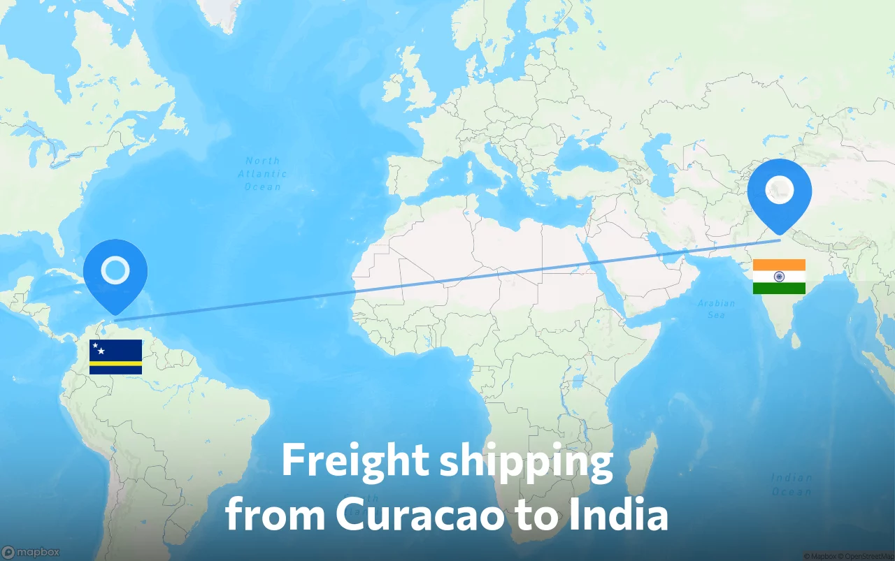 Shipping route from Curacao to India