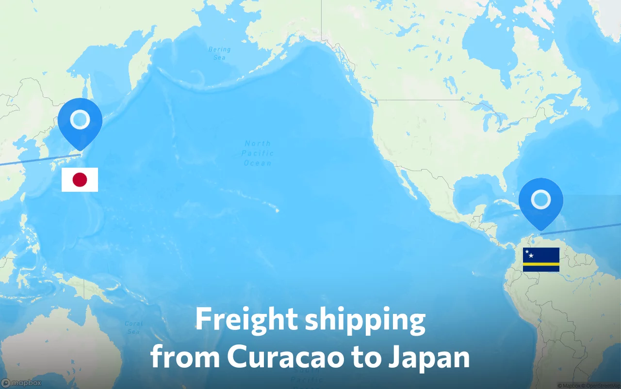 Shipping route from Curacao to Japan