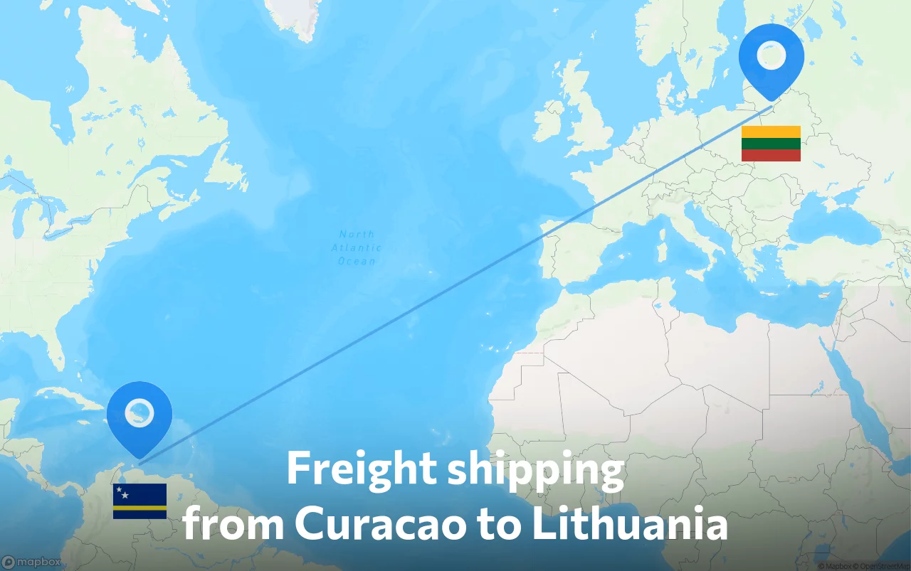 Shipping route from Curacao to Lithuania