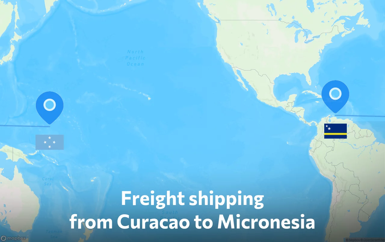 Shipping route from Curacao to Micronesia