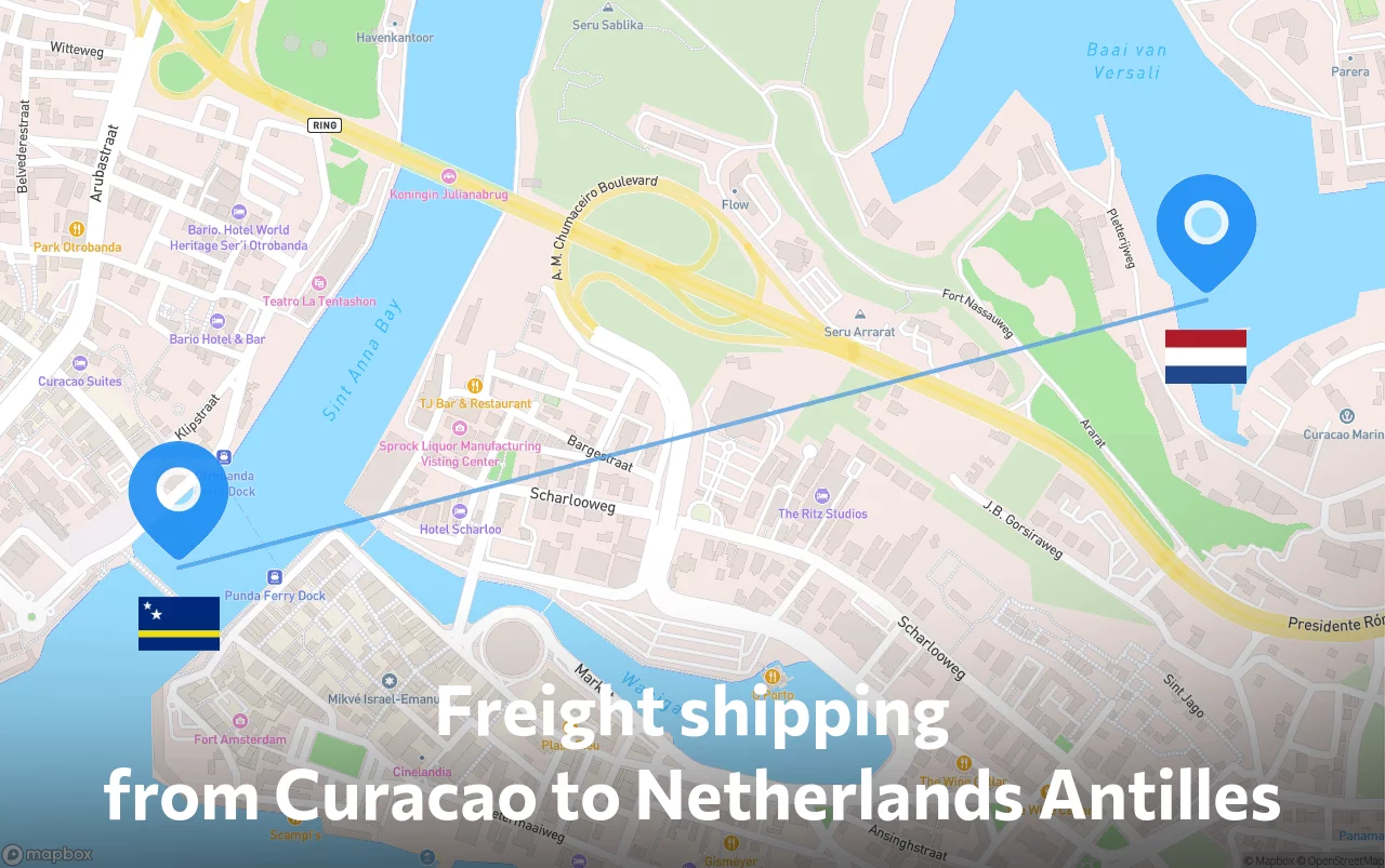 Shipping route from Curacao to Netherlands Antilles