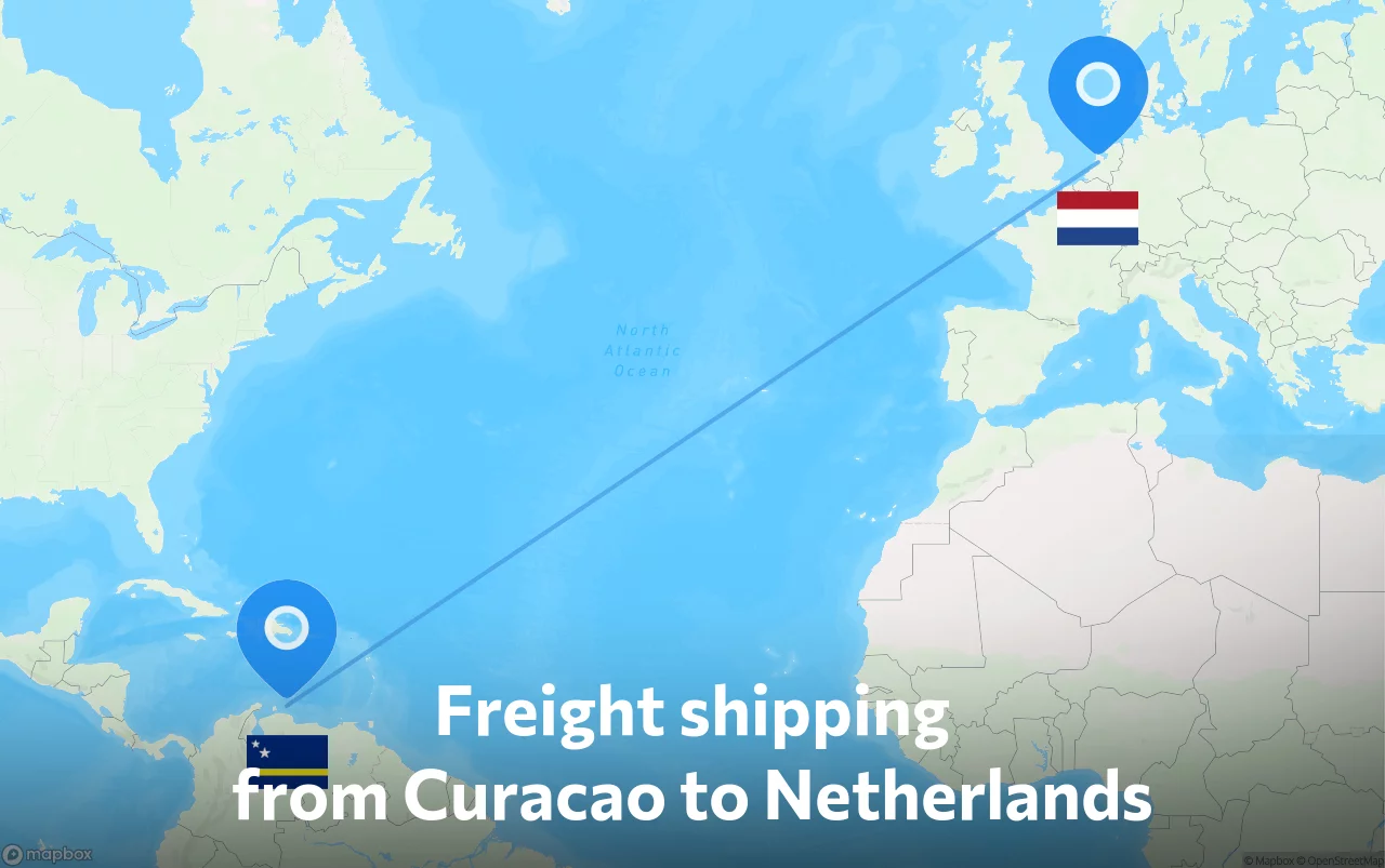 Shipping route from Curacao to Netherlands