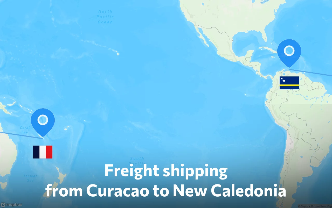 Shipping route from Curacao to New Caledonia