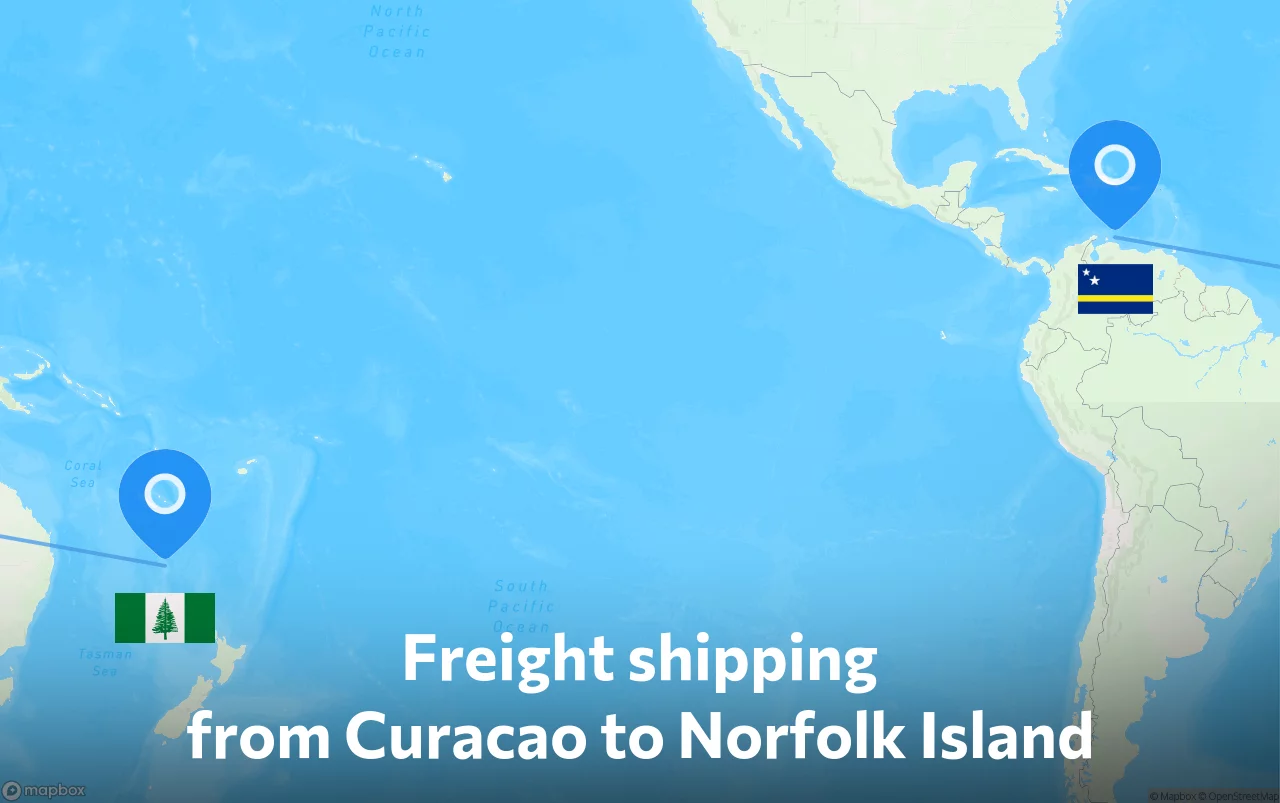 Shipping route from Curacao to Norfolk Island