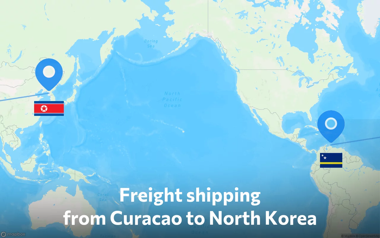 Shipping route from Curacao to North Korea