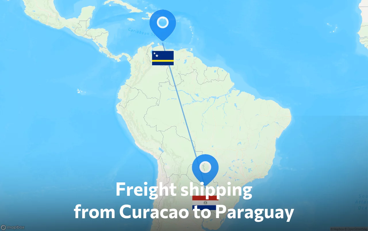 Shipping route from Curacao to Paraguay