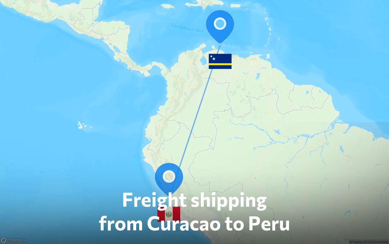 Shipping route from Curacao to Peru