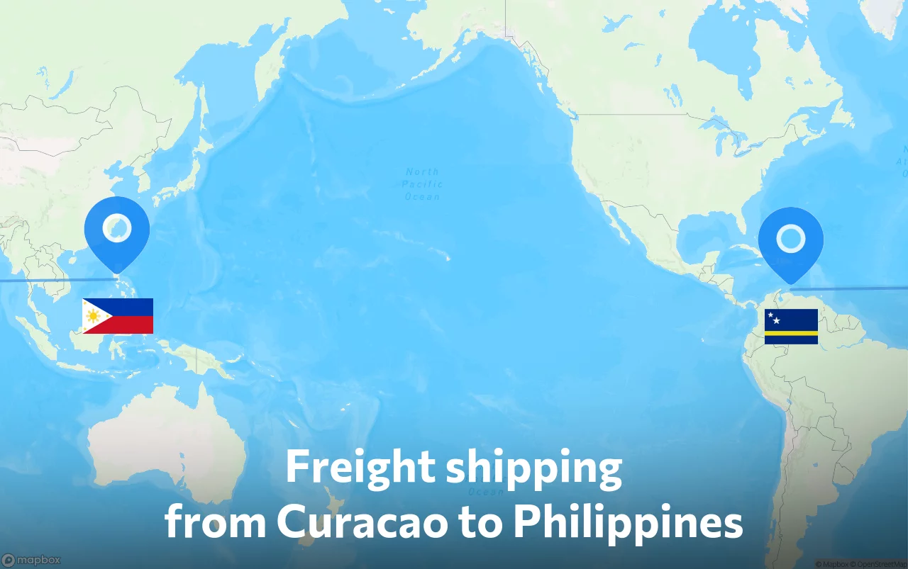 Shipping route from Curacao to Philippines
