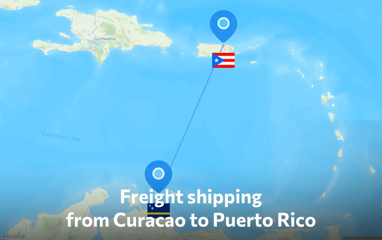 Shipping route from Curacao to Puerto Rico