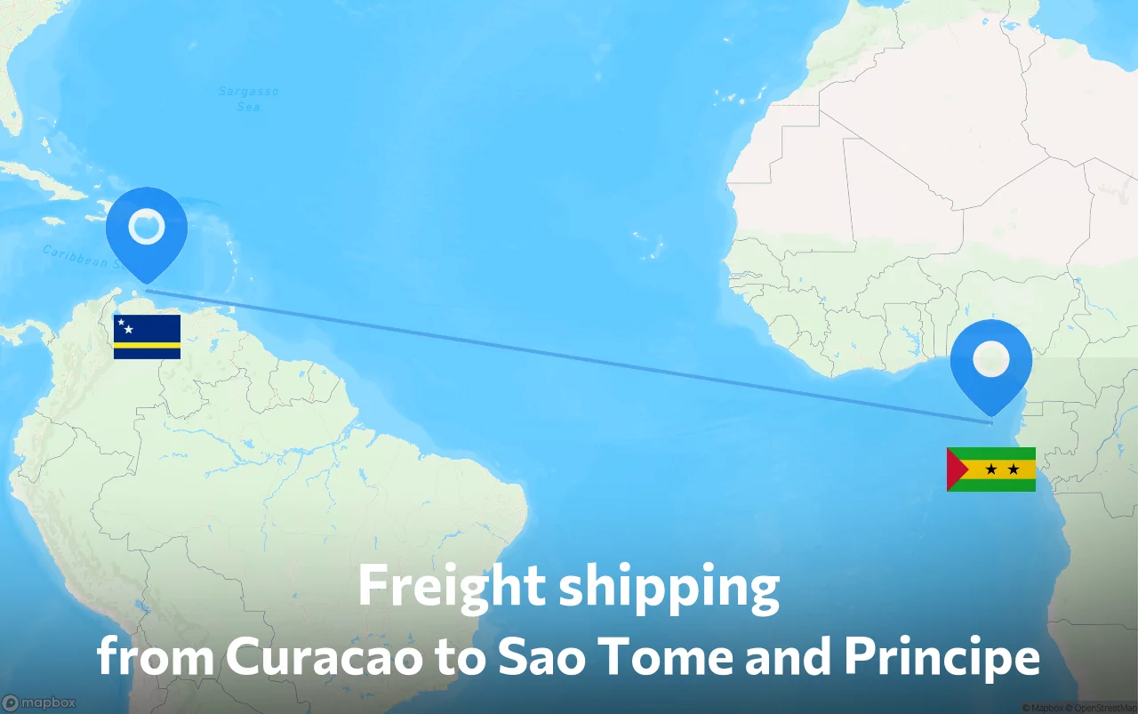 Shipping route from Curacao to Sao Tome and Principe