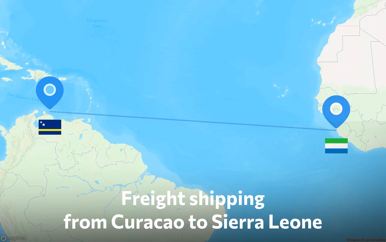 Shipping route from Curacao to Sierra Leone
