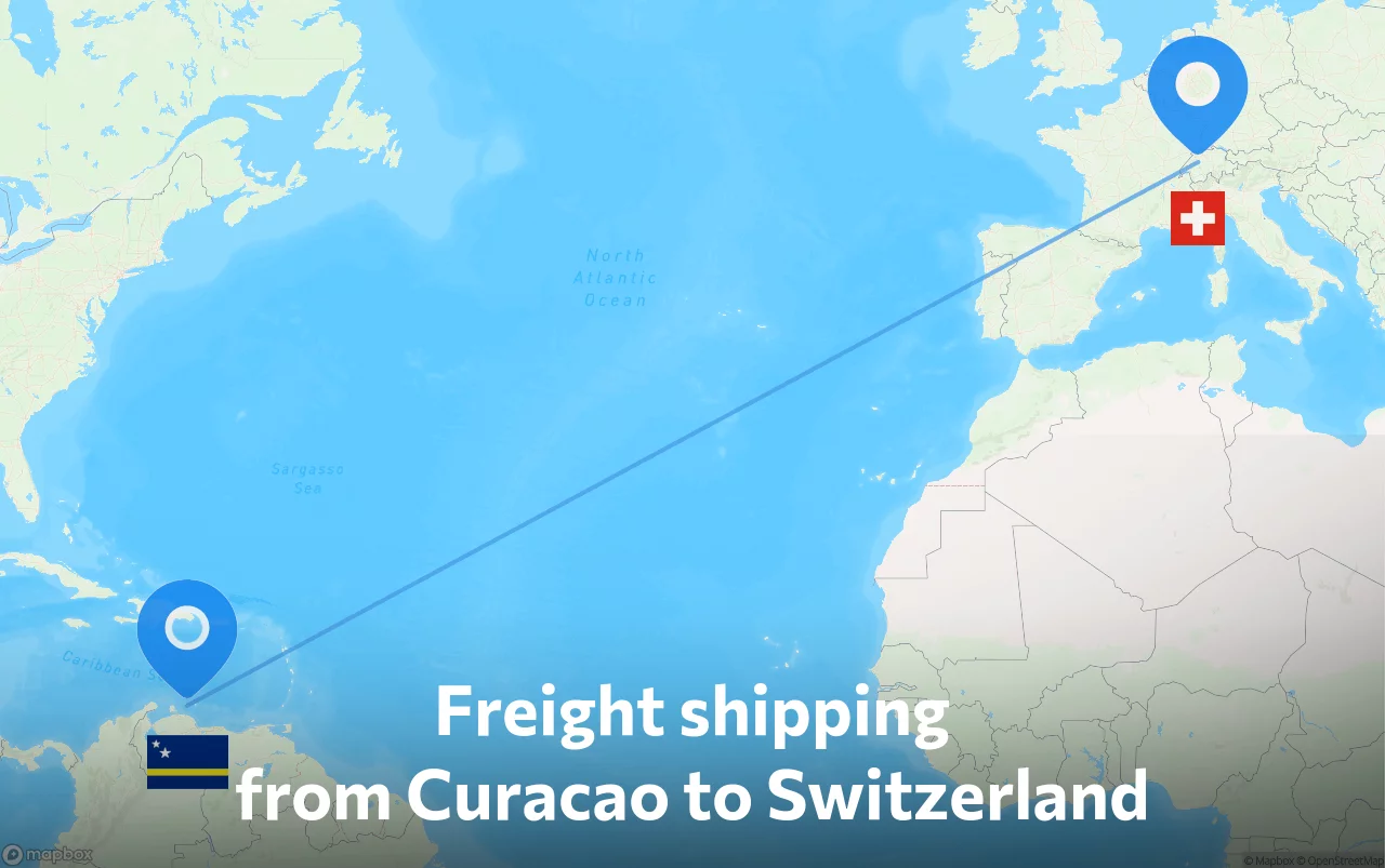 Shipping route from Curacao to Switzerland