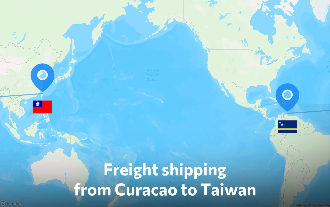 Shipping route from Curacao to Taiwan