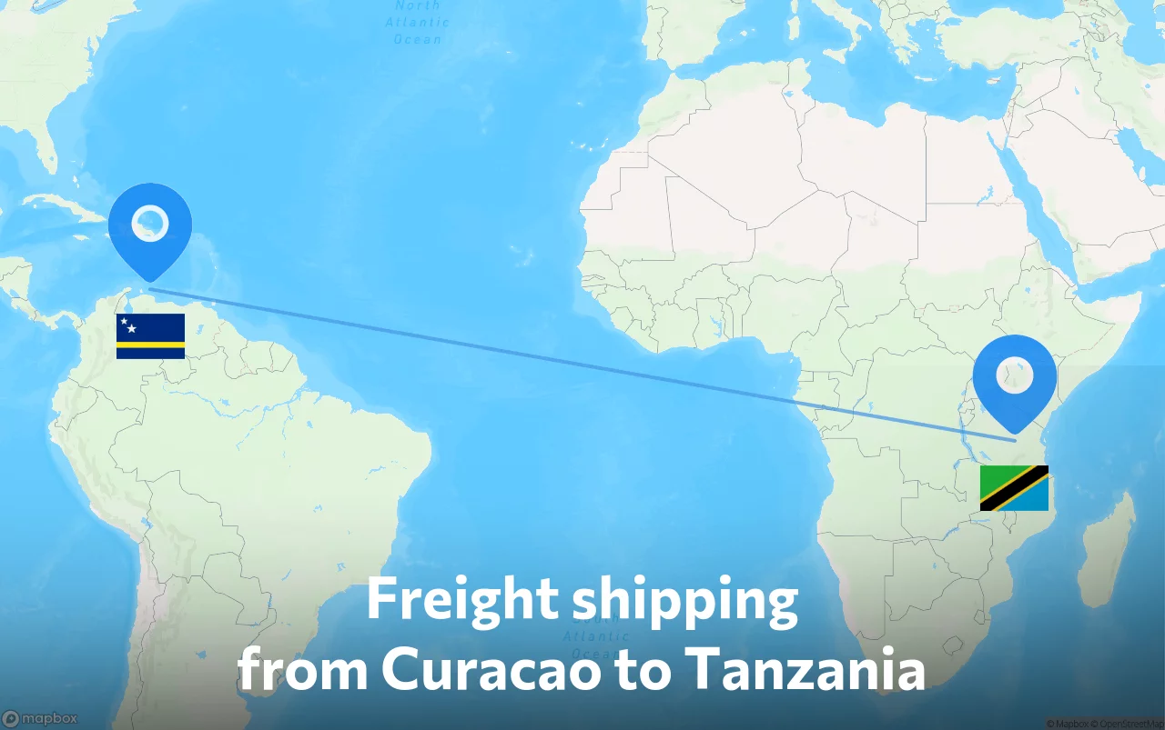 Shipping route from Curacao to Tanzania