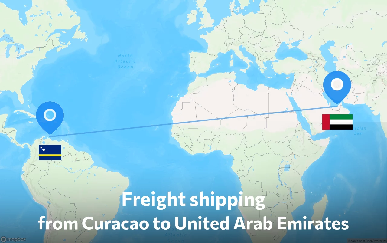 Shipping route from Curacao to United Arab Emirates